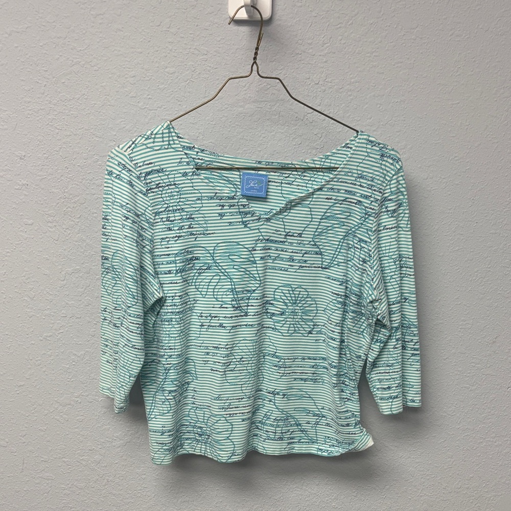 Lark Lane W’s Petite Floral Striped Long Sleeve Top